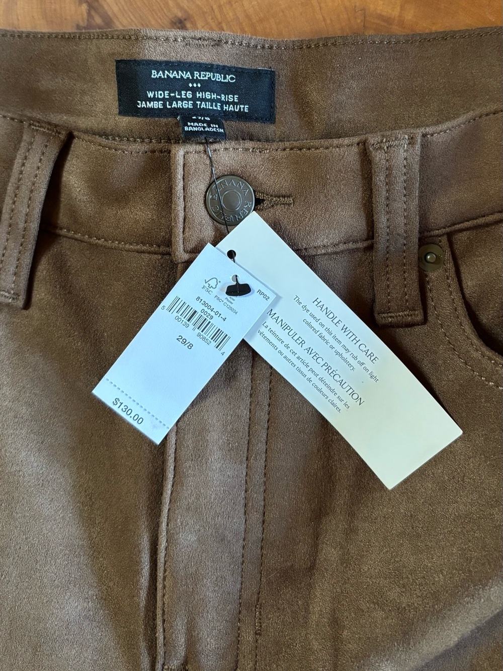 Banana Republic Vegan Suede wide leg Pants - Tobacco